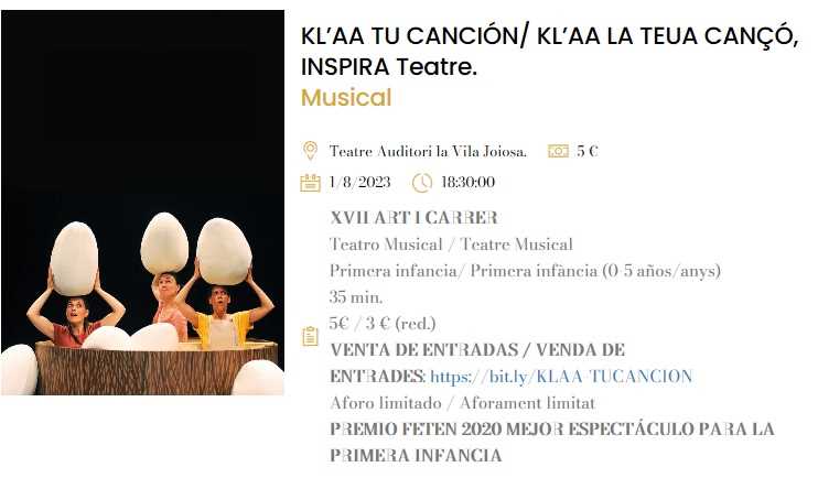 Kl'aa tu canción, cía. Inspira teatre