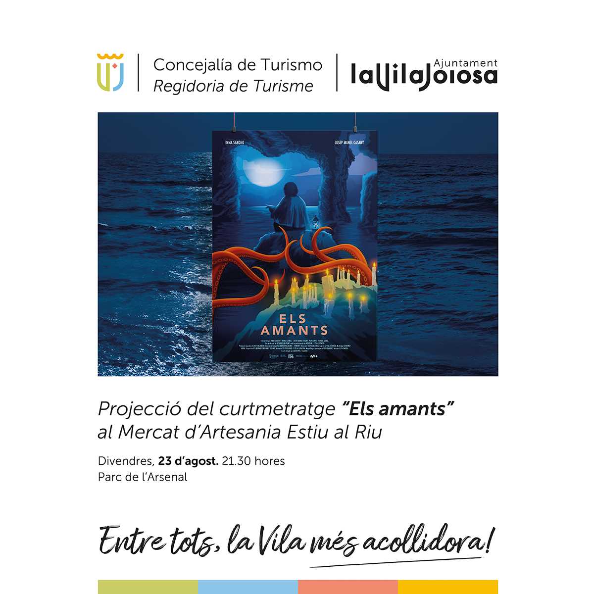Projecció del curtmetratge 'Els amants' al Mercat d'Artesania Estiu al Riu