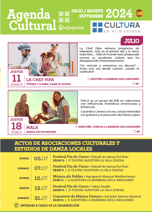 Agenda Cultural Julio/Agosto/Septiembre